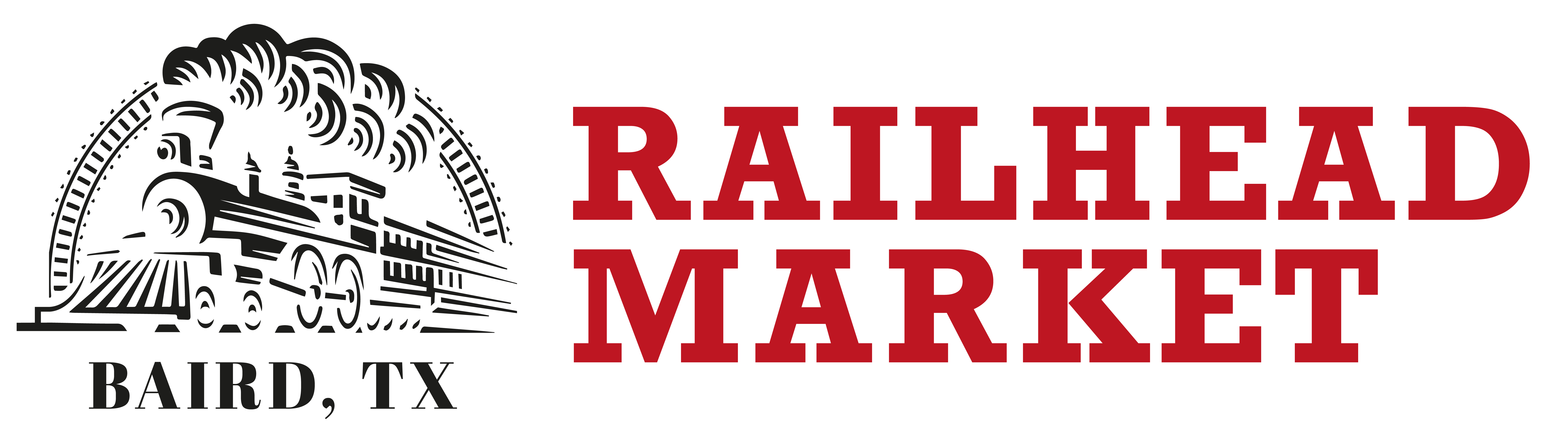 logo banner for railhead market in baird tx